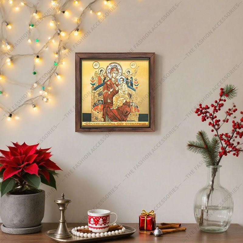 Dekorative Malerei orthodoxer Ikonen, Geweihte Ikone "Die Zarin", Malerei auf Fotorahmen, Christliche Wandkunst, 20cm*20cm, Spirituelles Dekorgeschenk