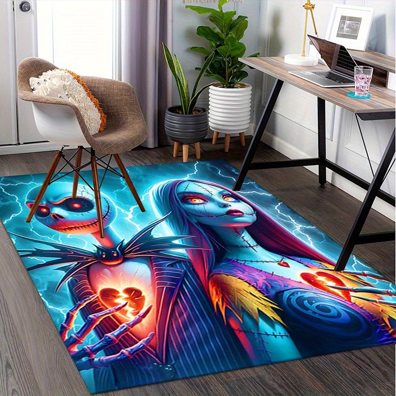 Office Rug Jack Skellington, Sally Theme 3D Printed Anti-Slip Rug-Machine Washable for Living Room