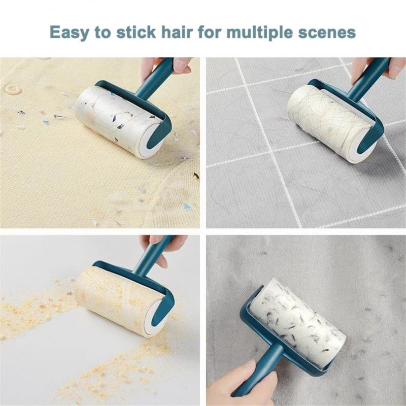 Portable Tearable Roll Paper Sticky Roller Dust Wiper Pet Hair Clothes Carpet Tousle Remover Replaceable Cleaning Brush Tools