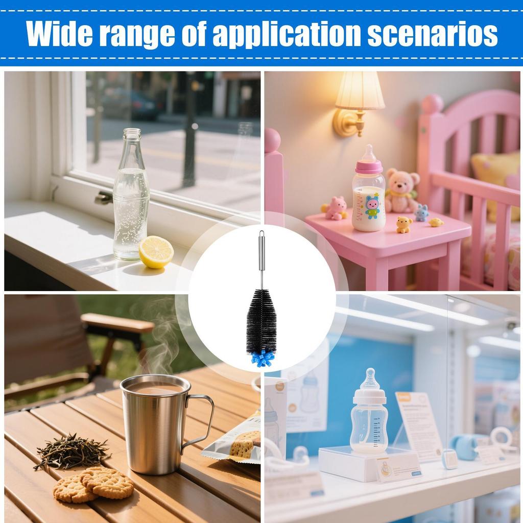 Bottle Cleaning Brush Stainless Steel Long Handle Bottle Brush Stainless Steel Scrubber Tool Reusable Washing Kitchen