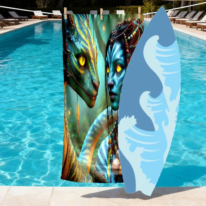 Avatar Print Beach Towel Design, Soft, Lightweight. for Home Bathroom, Spa, Pool, Yoga, Surfing, Camping, Gift for Family, Friend
