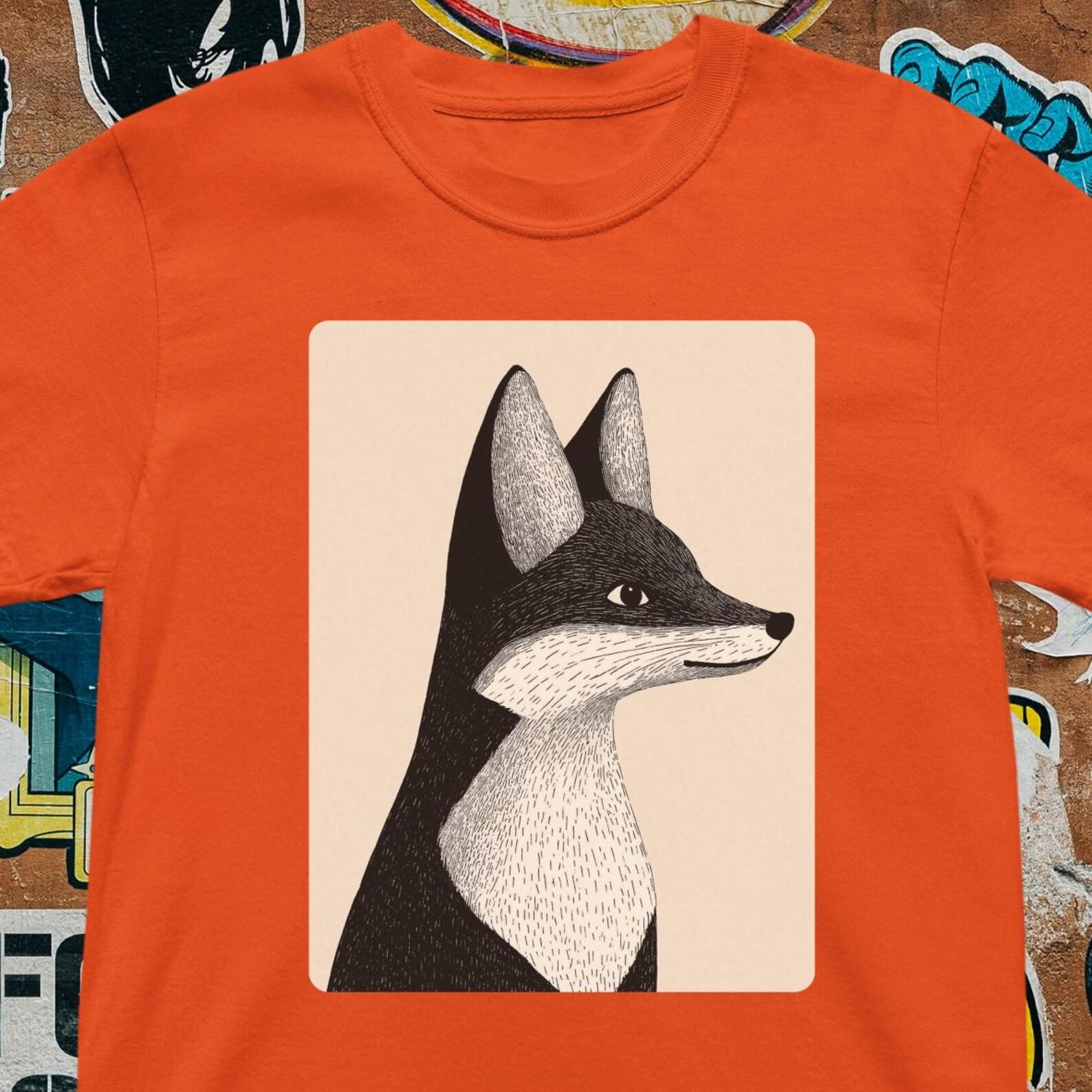 Minimalist Fox T-Shirt - Nordic Animal Art L