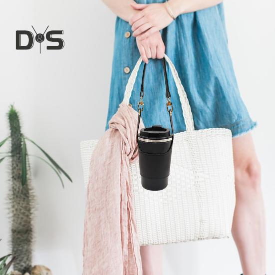 Faux Leather Cup Cover Lanyard Portable Drink Holder Hot Cold Insulation Cup Cover Holder Traveling Cup Holder Beverage Tote Cruise Essentials