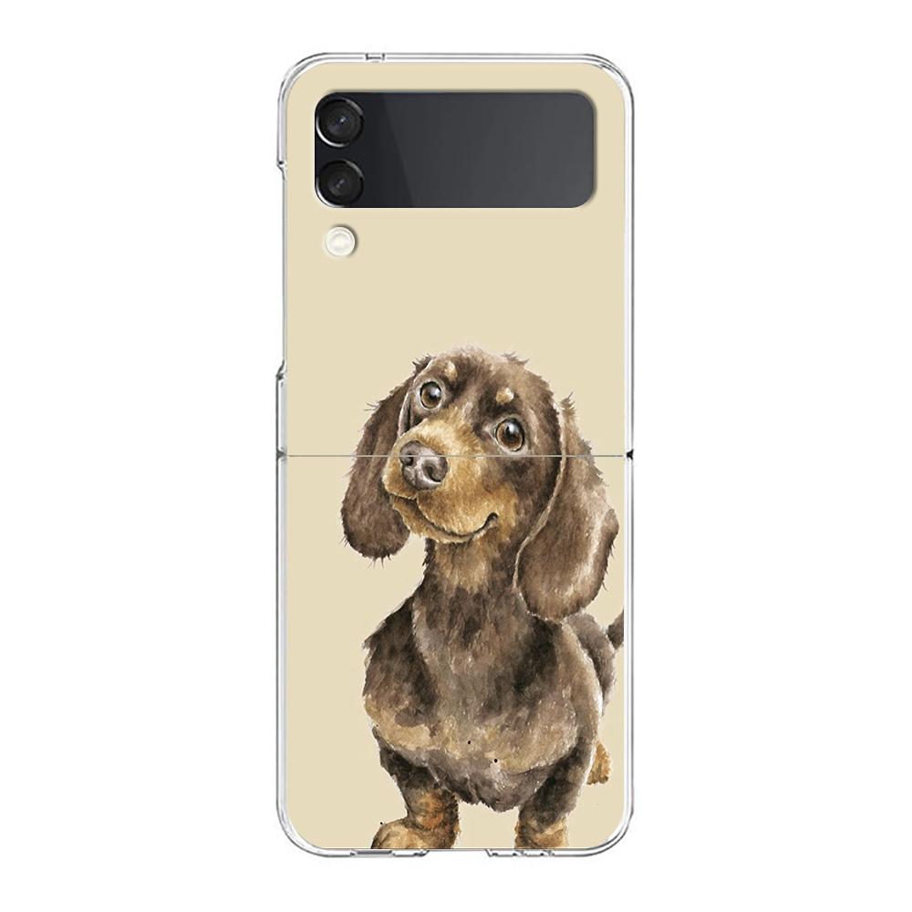 Dachshund Sausage Dog Phone Case For Samsung Galaxy Z Flip 3 4 5 6 Fold High Hard Shell For Galaxy Z Flip 3 5 6 Clear Cover
