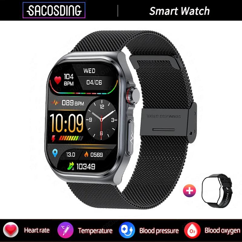 SACOSDING Nové chytré hodinky Amoled Muži EKG+PPG+HRV Hodiny Monitorování krevního tlaku Bluetooth Volání Ženy Sport Fitness Tracker Chytré hodinky pro ženy