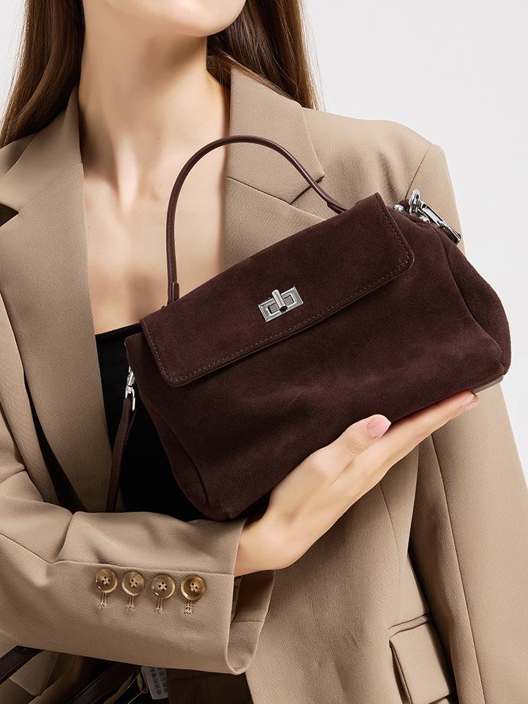Women's Frosted Cowhide Large Capacity Crossbody Handbag - Autumn/Winter Fashion