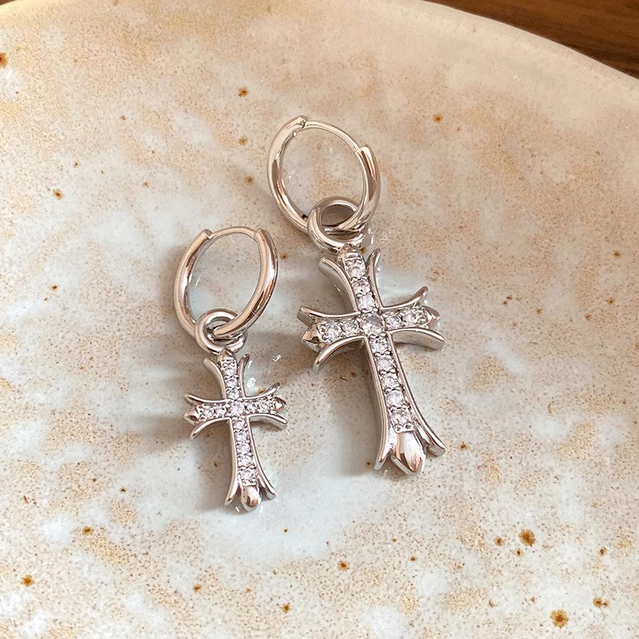 Высококачественный циркониевый ушной кафф-крест: Модные, Блестящие Серьги в Корейском Стиле для Женщин