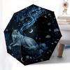 Verzauberter Nachtwolf Wandkunst: Mystischer Mondlicht-Wald-Dekor-Regenschirm, Tragbarer 3-Fach Kompakter Regenschirm für Männer & Frauen Geschenk