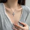 Cross Europe S625 Sterling Silver Women's Necklace, Luxurious Diamond Cross Pendant, Fashionable Clavicle Chain.