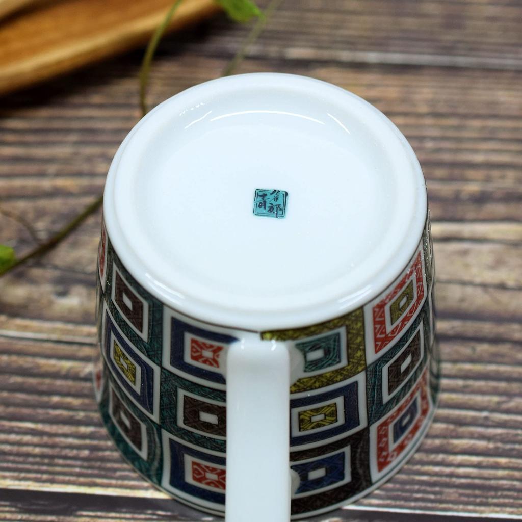 Waza No Kura Kutani Ware Mug with Stone Pavement Design, High-Quality Pottery, Made In Japan, Perfect Gift for 70th Birthday