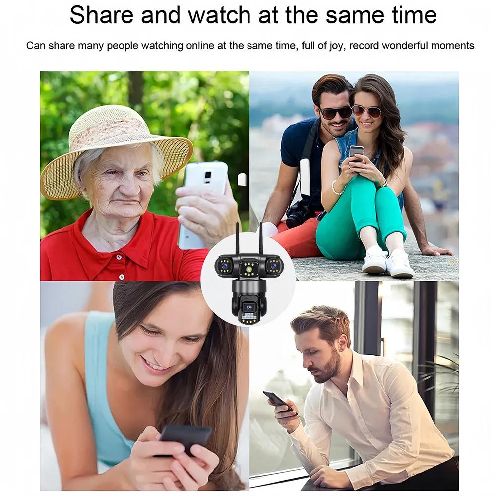 V380pro 15MP 3 objektiv 4G/Wifi kamera AI detekce člověka Noční vidění Vodotěsné zabezpečení Video sledování IP Camara 8K CCTV monitor