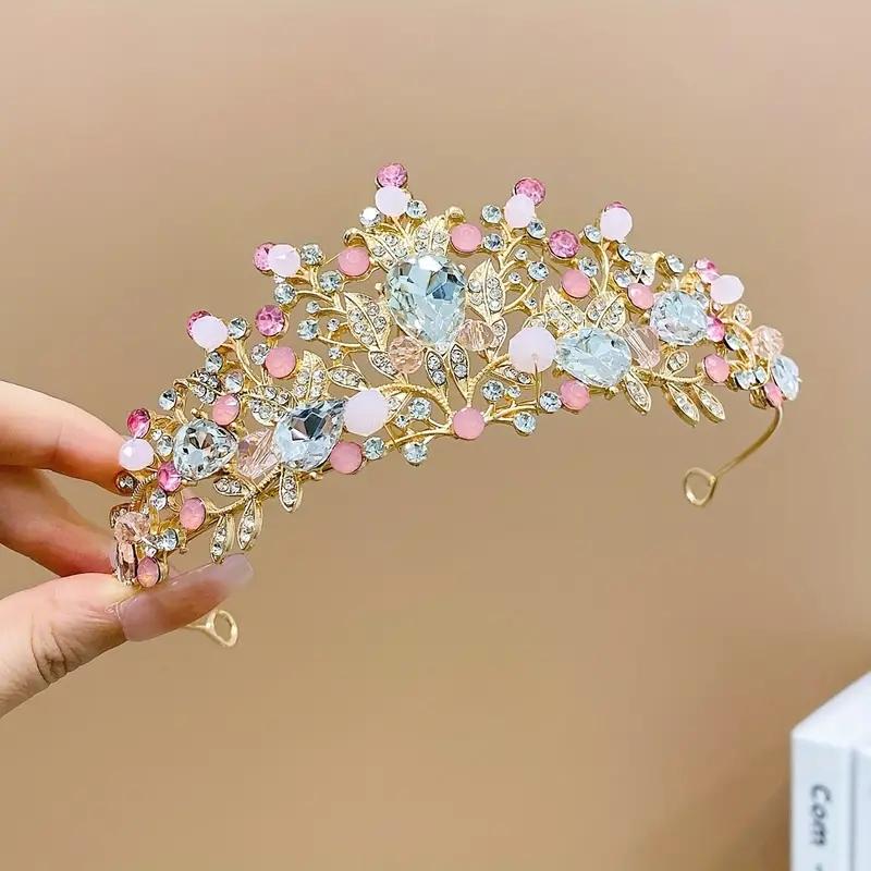 

Sweet Girl Crystal Crown Hair Band Tiara 5-16 Year Old Children Hair Accessory Birthday Gift Banquet Celebration Princess Crown
