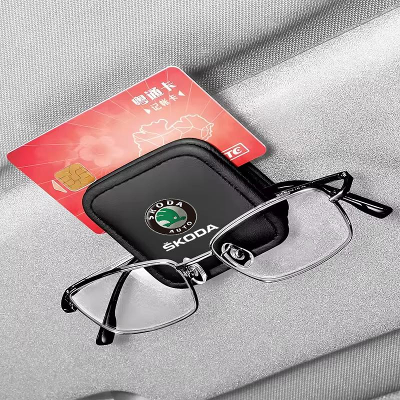Car Sunglasses Clip Magnetic Sun Visor Card Storage Clips For Skoda octavia 3 2 superb 3 kodiaq Fabia Kamiq Karoq Accessories FP1