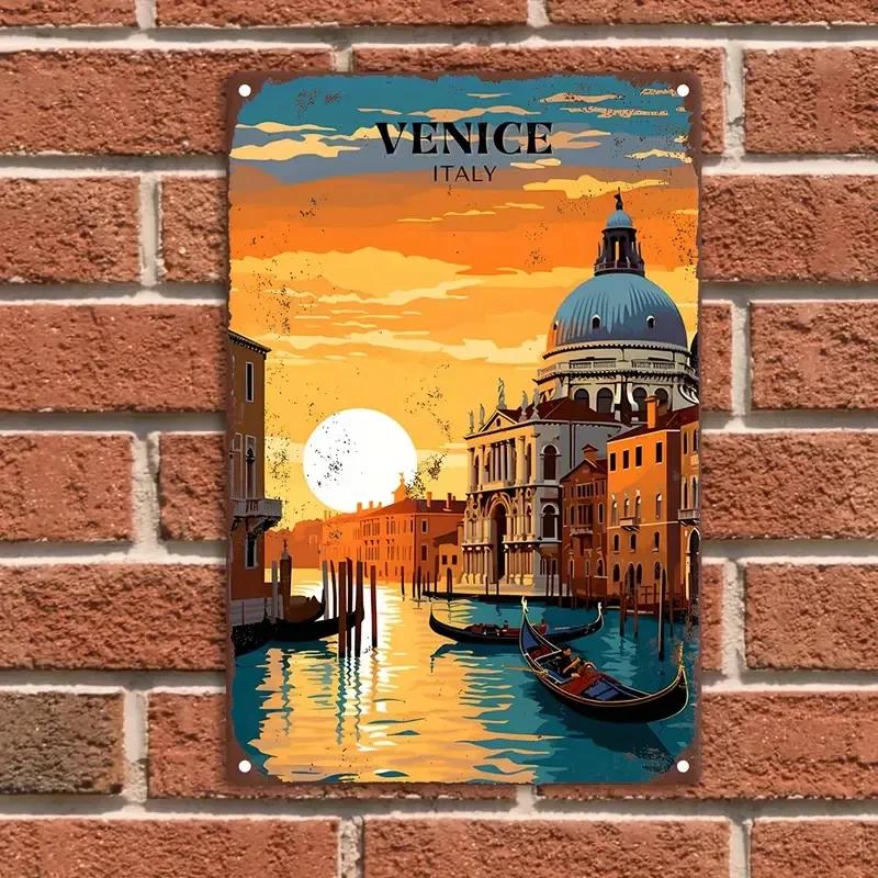 Retro Metal Sign Travel Round The World VENICE CANADA TORONTO  Vintage Poster Home Bar Room Pub Cafe Club Hotel Wall Decor Plate
