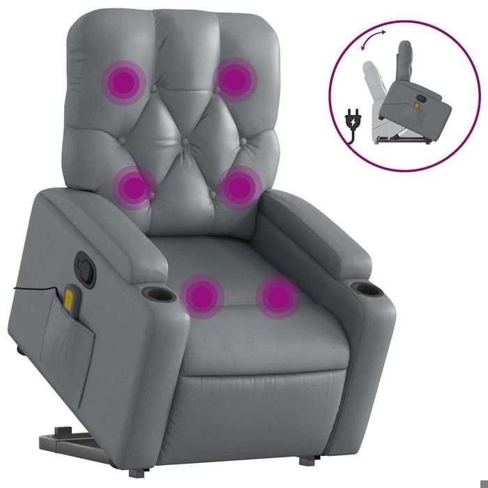 VidaXL Reclining Massage Armchair Grey Faux Leather 3204782