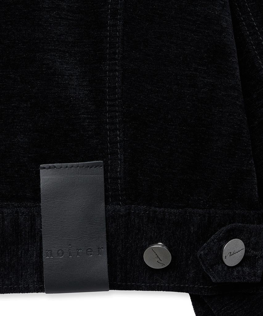 Noirer Velvet Texture Denim Trucker Jacket (Black)