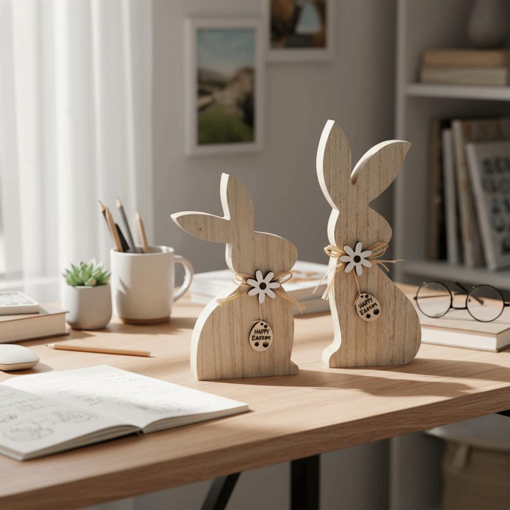 Minimalist Easter Bunny Crafts Cartoon Wooden Rabbit Decoration Easter Bunny Ornaments  Party