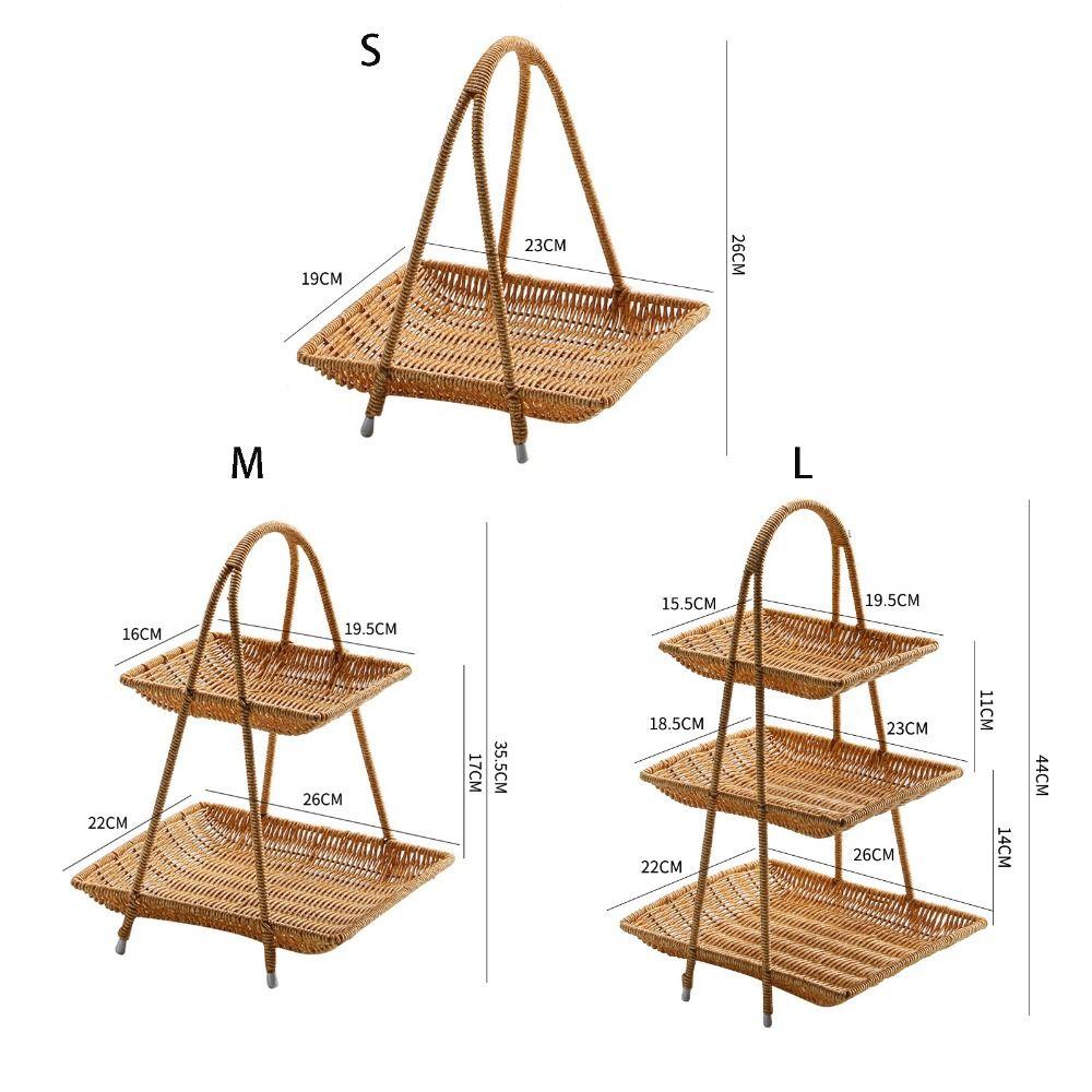 Rattan Imitation Fruit Storage Tray Square Dried Fruit Tray New Chinese Style Snack Rack  Desserts