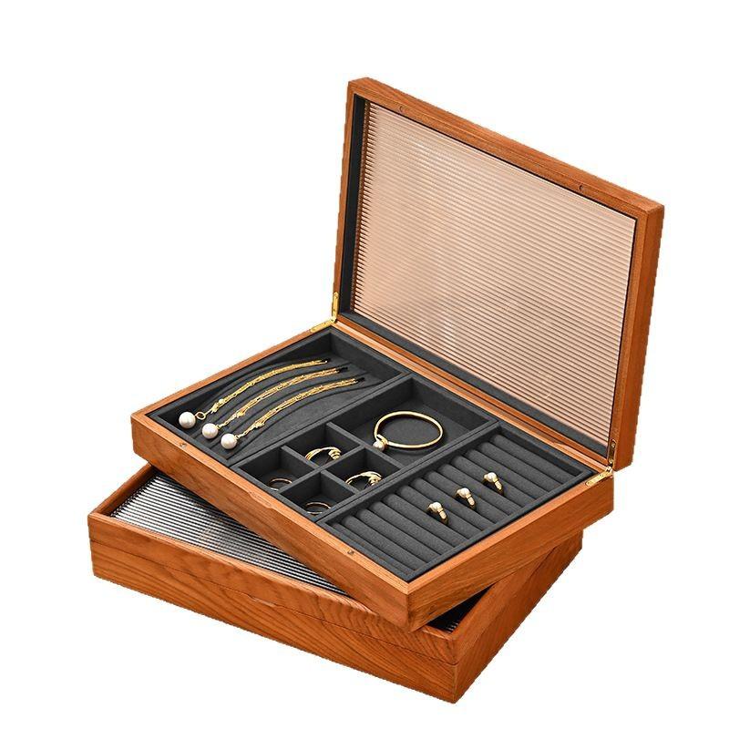 Premium Solid Wood Jewelry Box, Ring Necklace Earring Bangle Storage Case, Luxury Jewelry Display Organizer