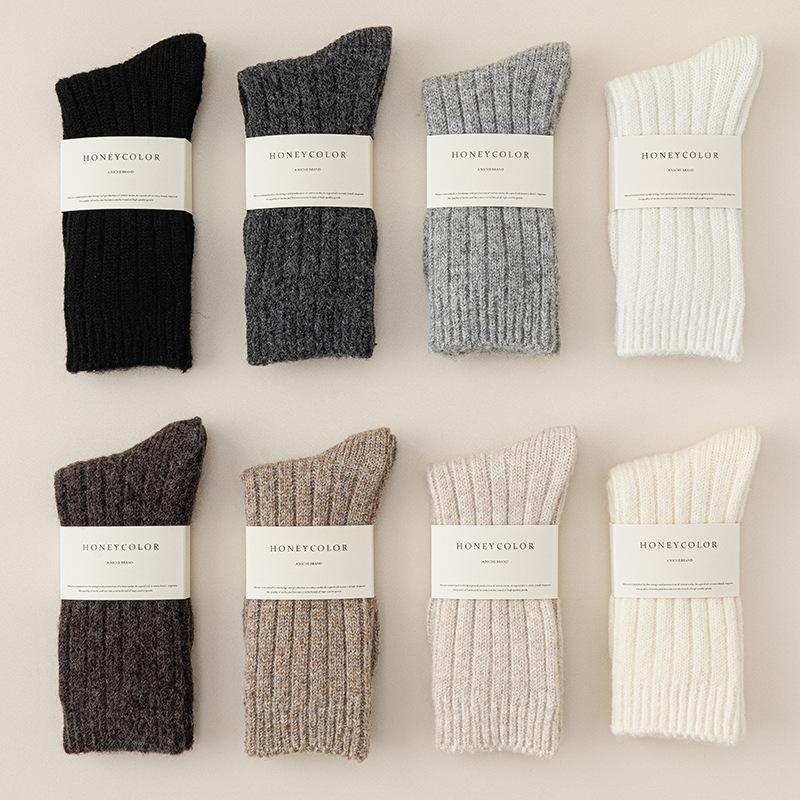 Socks Solid Color Stacking Socks Season Warm Wool Socks Piled Thickened Confinement Socks Home Sleeping Tube Socks