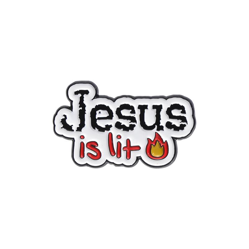 Jesus Is Lit Enamel Pins Custom GOD IS NO DEAD Brooches Lapel Badges Holy Jesus Jewelry Gift for Friends