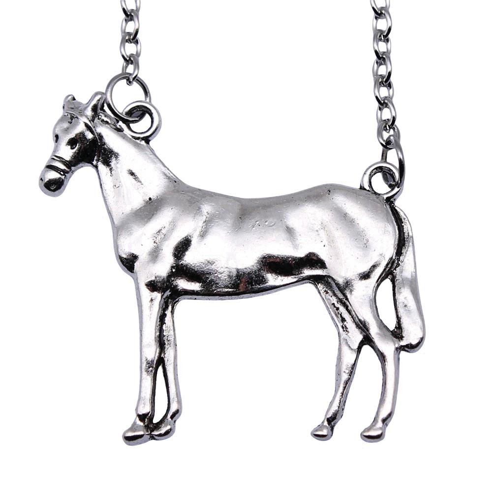 Horse Head Pendant Necklace Equestrian Cowboy Western Style Jewelry 45cm or 70cm long chain