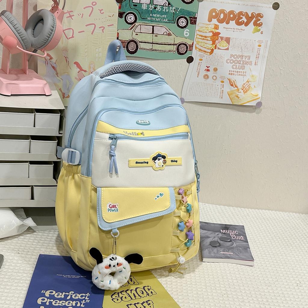 Schoolbag1011 new Korean students schoolbag college wind junior high school students large capacity backpack dopamine color matching backpack