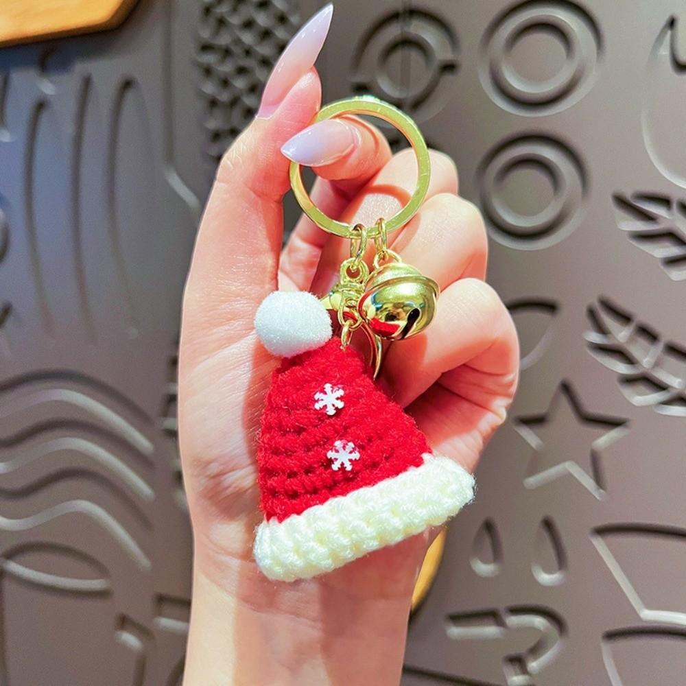 Hand-woven Christmas Hat Keychains Cute Keyrings Office Mini Gloves Pendant Gifts