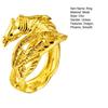 Yousheng Couple Matching Ring 3D Dragon Phoenix Golden Color Open Adjustable Proposal Wedding Ring Anniversary Gift Adult Knuckle Ring Finger Jewelry