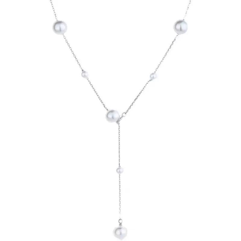 Starry Faux Pearl Tassel Clavicle Necklace For Women Light Luxury Jewelry
