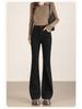 Women's High Waist Patchwork Micro Flare Jeans - 2026 Spring/Summer, Black, Elastic, Slimming Style