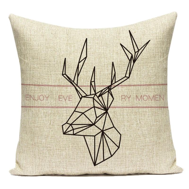 Geometric Home Pillowcase Animal Deer Car Nordic Home Decor Room Decoration Colorful Throw Pillows Custom Print Cushion Cover