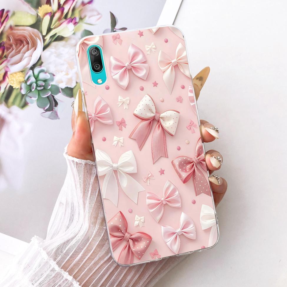 Transparent For Huawei Y7 Pro 2019 Case DUB-LX2 Cute Cat Fashion Butterfly Funny Painted Cover For Huawei Y7Pro 2019 Casing