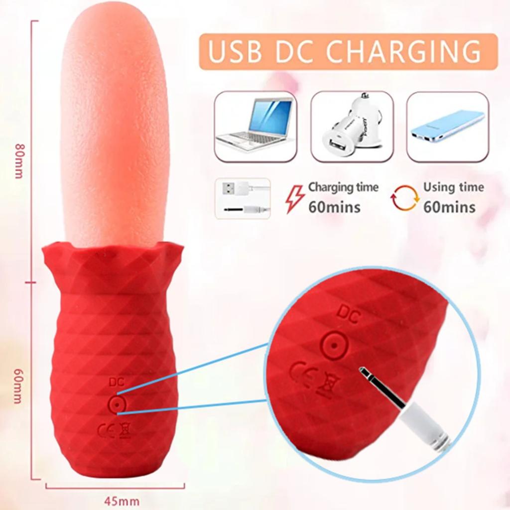 Realistic Licking Tongue Rose Vibrator Nipples Clitoral Stimulation G-spot Vibrator Adult Sex Toy for Women Female Masturbation