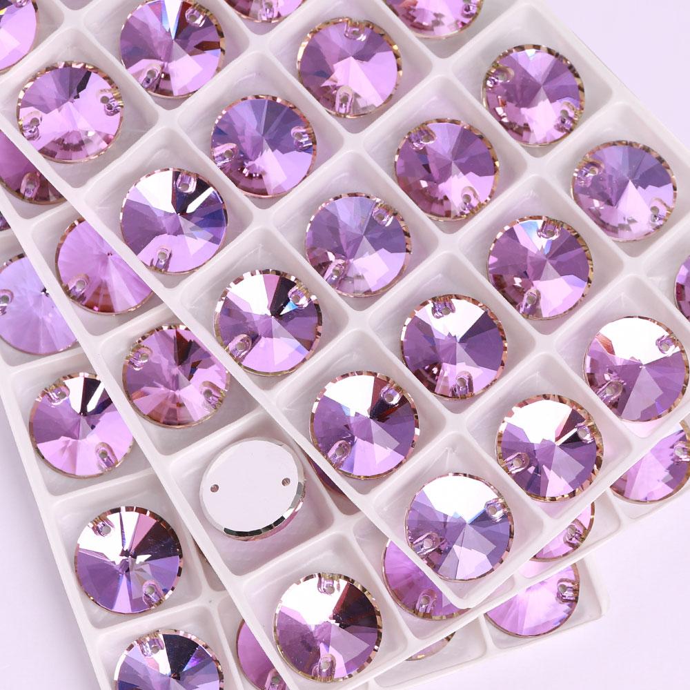 High Quality Rivoli 80+ Colors Rhinestones Crystal AB Sew-on Glass Gems Clothing Flatback Sewing Stones Women Bling Bling Shine