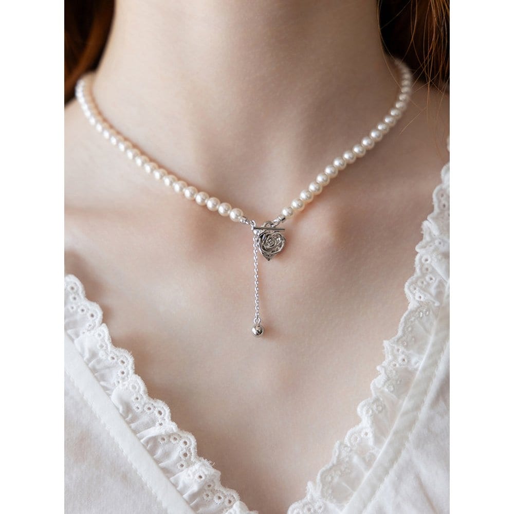 Rose Toggle Pearl Necklace Nz2124