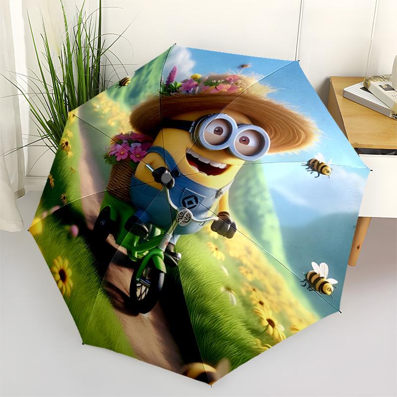 

1pc Minions Automatic Folding Umbrella - Compact 8-Rib Design, Durable Plastic & Iron, Perfect Gift for Friends & Family, yy250923079