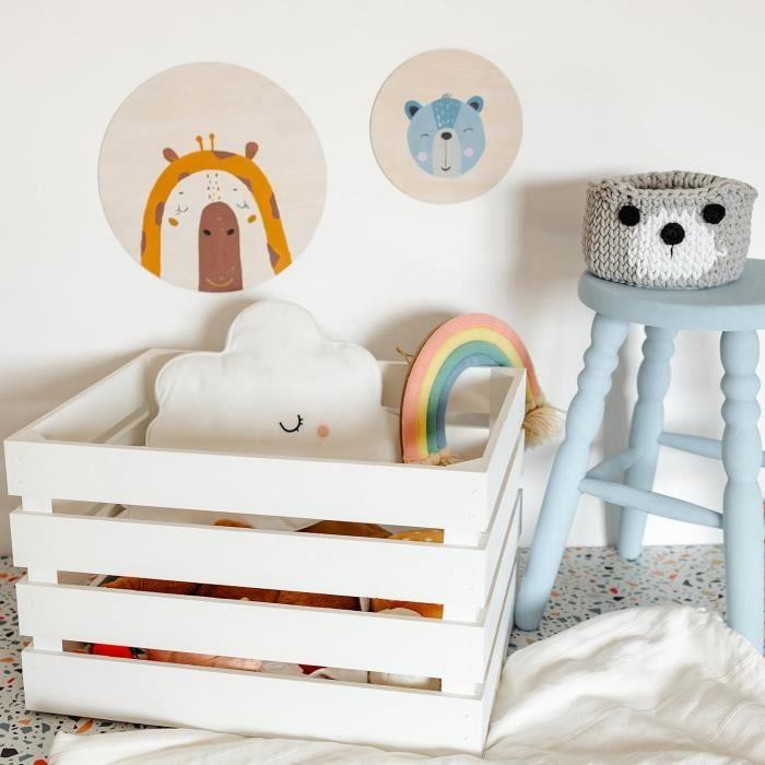 Creative Deco Lot de 3 Caisse en Bois Blanc | 50 x 40 x 30 cm | Caisse Rangement Bois | Caisse en Bois Vintage | Cagette en Bois