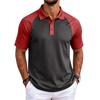 Men's Color Block Raglan Short Sleeve Shirt with Collar for Casual Daily Wear