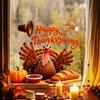 Thanksgiving Cartoon Turkey Pattern Static Electricity Window Sticker for Children's Balcony Windows Decoration Sticker