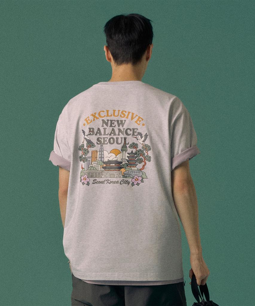 Nyuballanseu Nbneg3A073 / Uni Nb Seoul Landmark Short Sleeve T-Shirt (L/Gray)