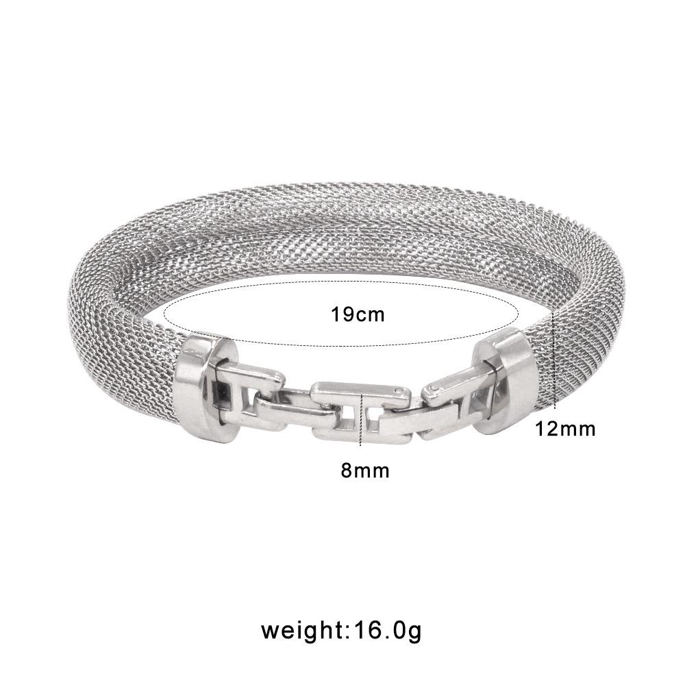 18K Gold Titanium Steel Mesh Necklace  Bracelet Set - European American Fashion Versatile Choker