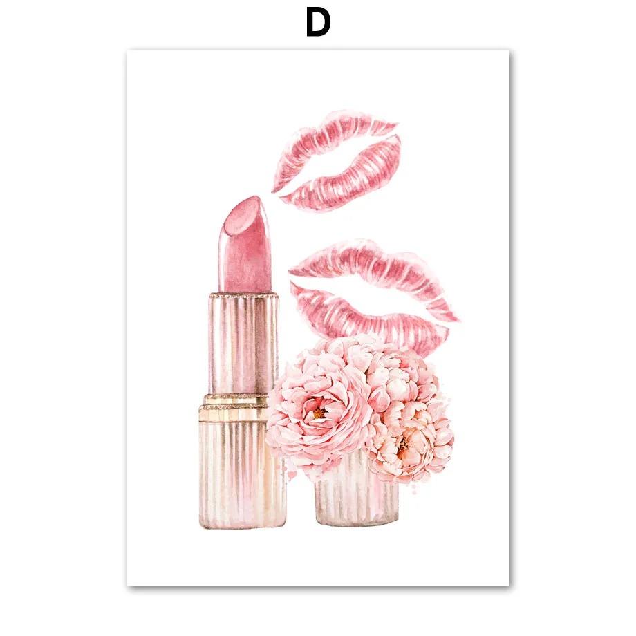Fashion Girl Art Canvas Painting Perfume Bottle Heels Lipstick Handbag Nordic Posters And Prints Wall Pictures Room Decor