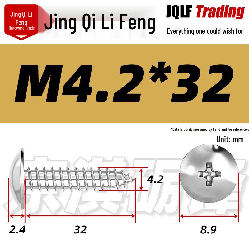 Flat Head Phillips Stainless Steel Self-Tapping Screw M3-M5 for Furniture and Wood.