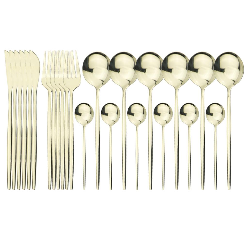 24Pcs Stainless Steel Dinnerware Cutlery Set Knives Forks Coffee Spoon Dinner Tableware Kitchen Utensils Flatware Set