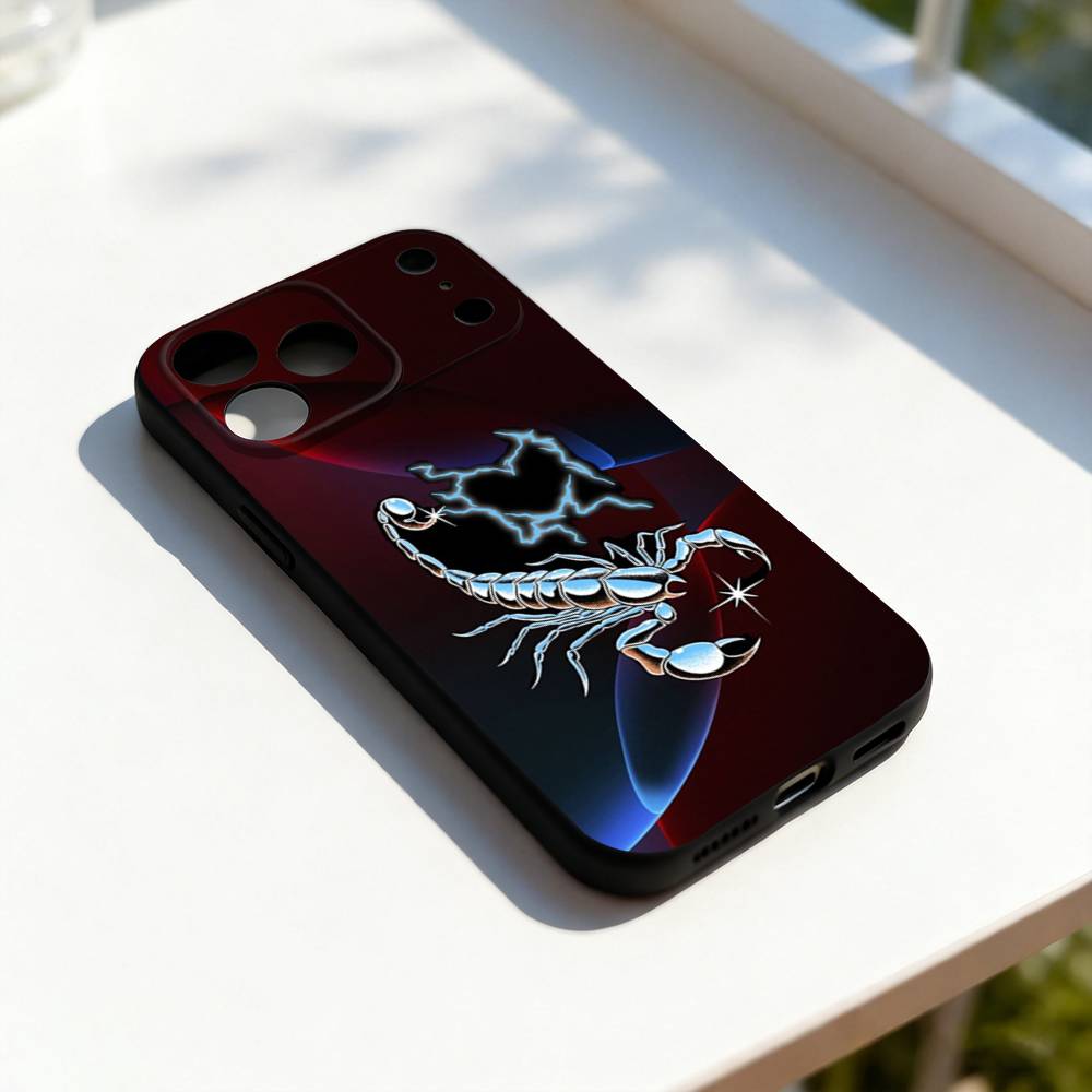 

Cool Art Animal Scorpion Phone Case For iPhone 17,16,15,14,13,12,11,Pro,Max,Plus,E,SE4,Air,Mini Black Precise Hole Matching iPhone16
