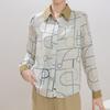 Navava Unisex Vintage Printing Pattern Long Sleeve Collar Shirt Nb2422