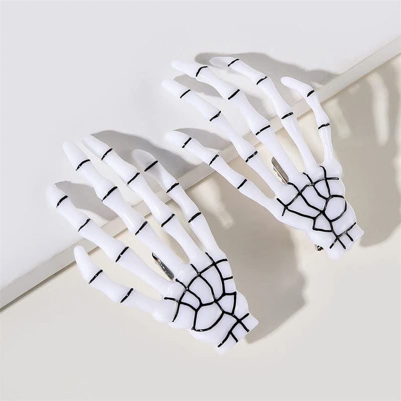 1-4pcs Halloween Skeleton Hands Bone Claw Hair Clip White Party Hair Pins Skeleton Claw Decorate Festival Gathering Styling Tool