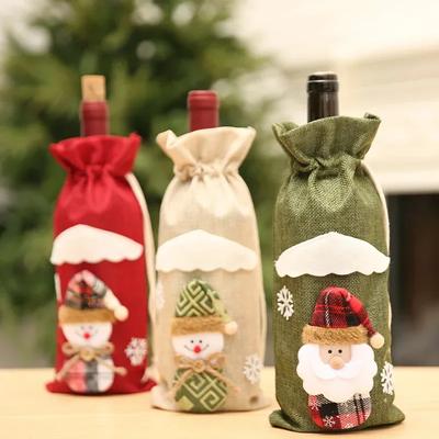 Christmas Wine Bottle Cover Wine Bag Linen Christmas New Champagne Wine Bottle Cover Bottle Bag Dining Table Decoration