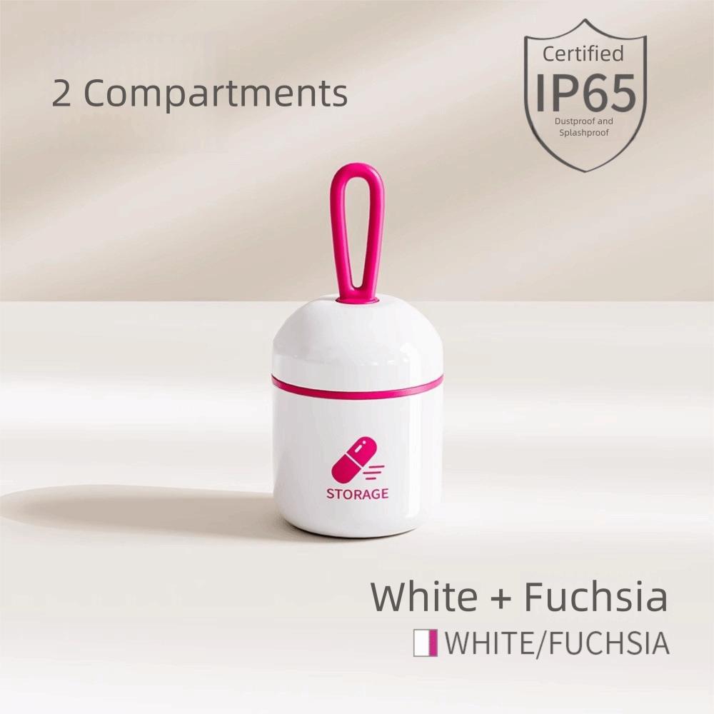 

Round Shape Pill Case Portable Pills Organizer Easy To Carry Tablet Storage рожевий червоний колір